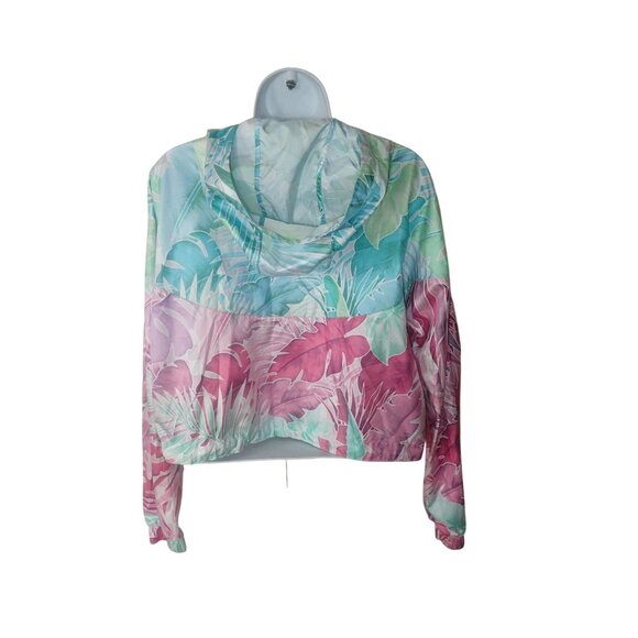 Nike Womens S Windbreaker Jacket Tropical Print Hooded Lightweight Polyester - Picture 6 of 7